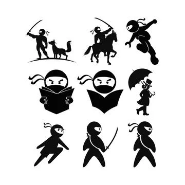 Ninja Samurai Warrior Fighter Character Cartoon Martial Art Weapon Shuriken Stock Illustration