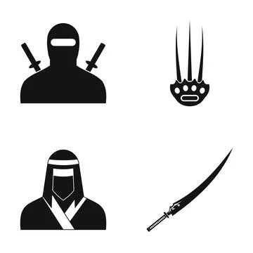 Ninja, samurai, weapon, and martial arts icons Stock Illustration