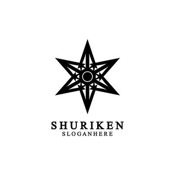 Ninja shuriken black solid icon modern design, isolated on white background.  Stock Illustration