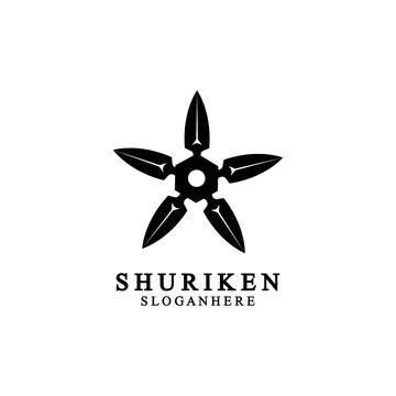 Ninja shuriken black solid icon modern design, isolated on white background.  Stock Illustration