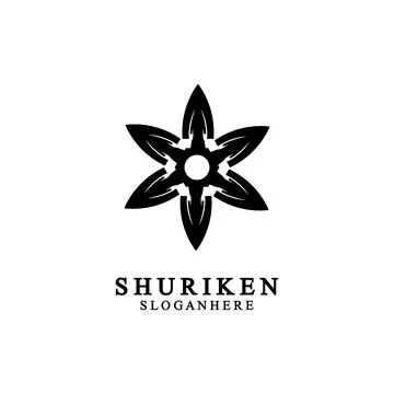 Ninja shuriken black solid icon modern design, isolated on white background.  イラスト素材