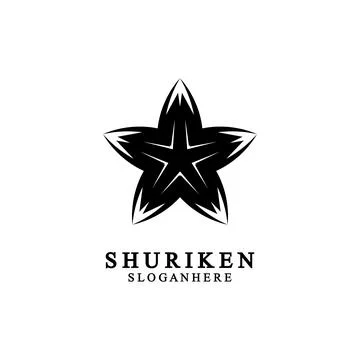 Ninja shuriken black solid icon modern design, isolated on white background.  Stock Illustration