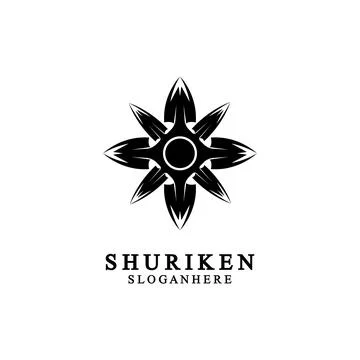 Ninja shuriken black solid icon modern design, isolated on white background.  Stock Illustration