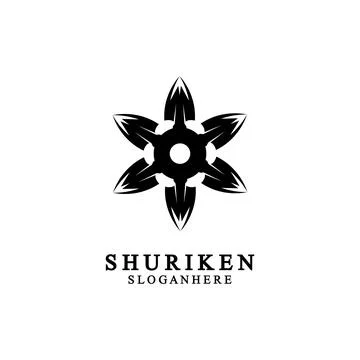 Ninja shuriken black solid icon modern design, isolated on white background.  イラスト素材