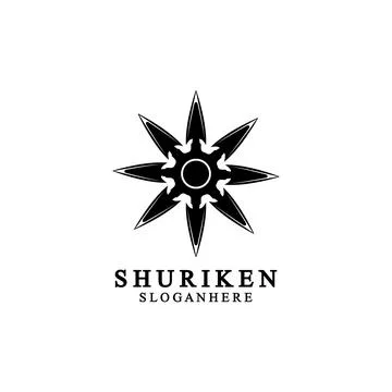 Ninja shuriken black solid icon modern design, isolated on white background.  Illustrazione stock