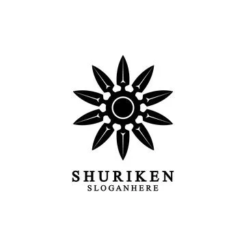 Ninja shuriken black solid icon modern design, isolated on white background.  Stock Illustration