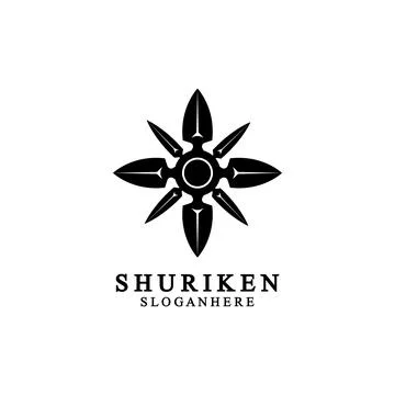 Ninja shuriken black solid icon modern design, isolated on white background.  Stock Illustration