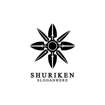 Ninja shuriken black solid icon modern design, isolated on white background.  스톡 일러스트