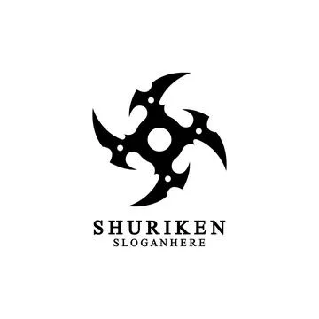 Ninja shuriken black solid icon modern design, isolated on white background.  Illustrazione stock