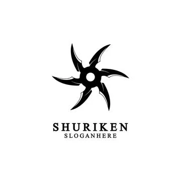 Ninja shuriken black solid icon modern design, isolated on white background.  Illustrazione stock