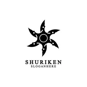 Ninja shuriken black solid icon modern design, isolated on white background.  Stock Illustration