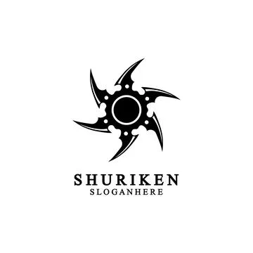 Ninja shuriken black solid icon modern design, isolated on white background.  Illustrazione stock