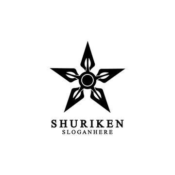 Ninja shuriken black solid icon modern design, isolated on white background.  イラスト素材