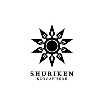 Ninja shuriken black solid icon modern design, isolated on white background.  Stock Illustration