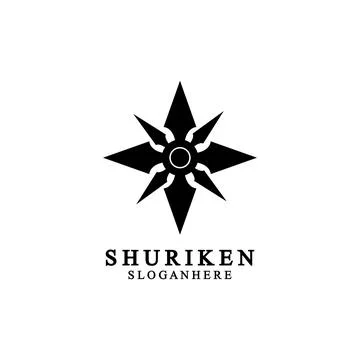 Ninja shuriken black solid icon modern design, isolated on white background.  스톡 일러스트