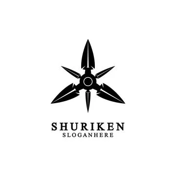 Ninja shuriken black solid icon modern design, isolated on white background.  Illustrazione stock