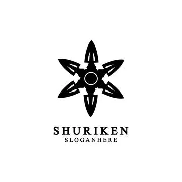Ninja shuriken black solid icon modern design, isolated on white background.  Stockillustratie