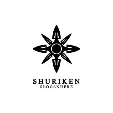Ninja shuriken black solid icon modern design, isolated on white background.  Illustrazione stock