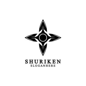 Ninja shuriken black solid icon modern design, isolated on white background.  Illustrazione stock