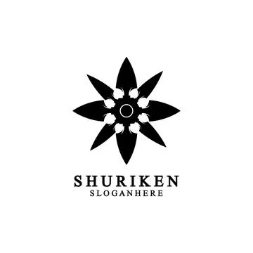 Ninja shuriken black solid icon modern design, isolated on white background.  스톡 일러스트