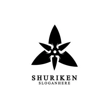 Ninja shuriken black solid icon modern design, isolated on white background.  Stock Illustration