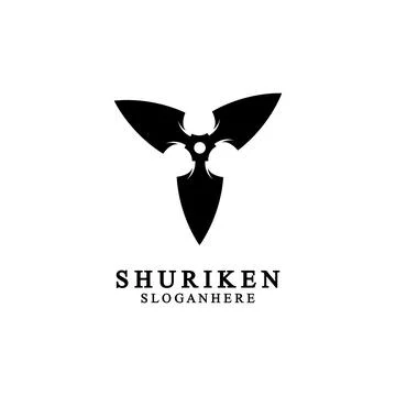 Ninja shuriken black solid icon modern design, isolated on white background.  Illustrazione stock