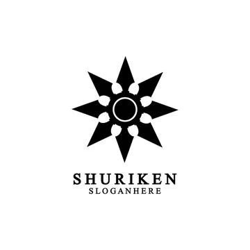 Ninja shuriken black solid icon modern design, isolated on white background.  イラスト素材