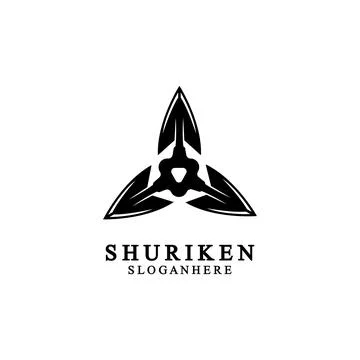 Ninja shuriken black solid icon modern design, isolated on white background.  Stock Illustration