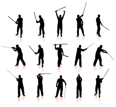 Ninja Silhouette Collection Stock Illustration
