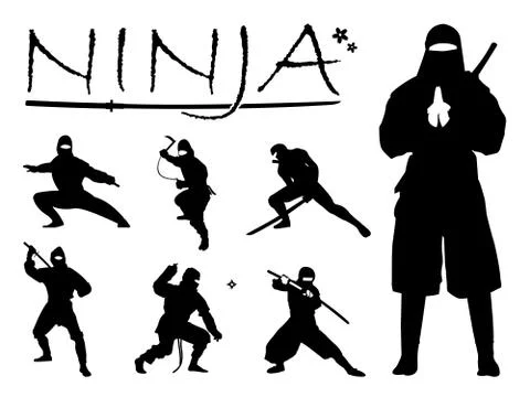 Ninja Silhouette Set Stock Illustration