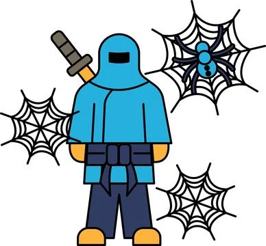 Ninja stands ready with sword in hand Stock Illustration
