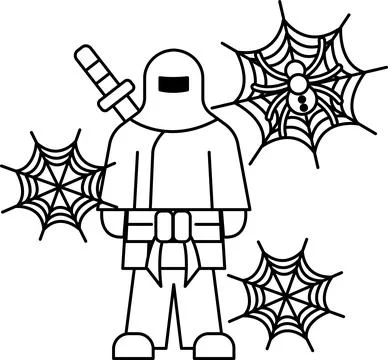 Ninja stands ready with sword in hand Stock Illustration