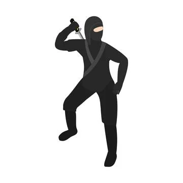 Ninja with sword icon, isometric 3d style Stock Illustration