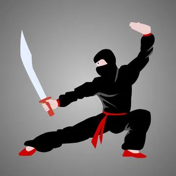 Ninja with sword isolated illustration Stock Illustration