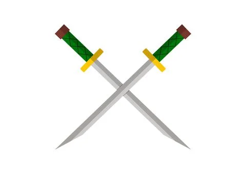 Ninja sword weapons isolated on white background. Vector illustration 스톡 일러스트
