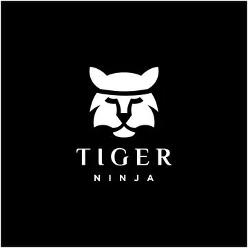 Ninja Tiger, simple tiger face logo design with the concept of a japanese Nin Stock Illustration
