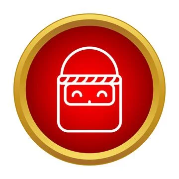 Ninja warrior assassin character icon in red circle Stock Illustration