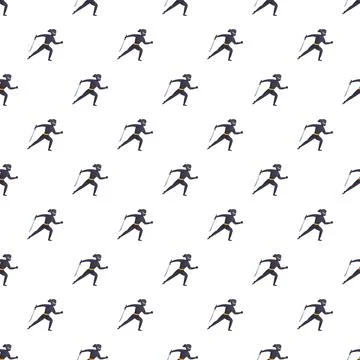 Ninja warrior character in action pose seamless pattern Stock Illustration