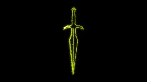 Ninja Warrior Dagger Neon Animation 4K Stock Footage 251676105