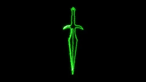 Ninja Warrior Dagger Neon Animation 4K Stock Footage 251676108
