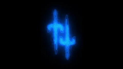 Ninja Warrior Dagger Neon Animation 4K Stock Footage 251676115