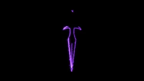 Ninja Warrior Dagger Neon Animation 4K Stock Footage 251676120