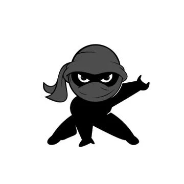 Ninja Warrior logo Design Vector Template With cute style, funny vector Stock Illustration