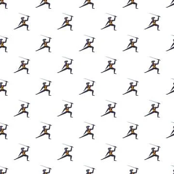 Ninja warrior pattern with katana sword posing Stock Illustration
