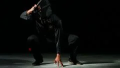 Ninja flips in air, slow motion, Stock Video