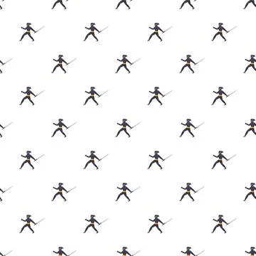 Ninja warrior sword fighting seamless pattern background イラスト素材