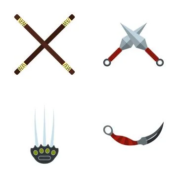 Ninja weapons set for martial arts training Stock Illustration