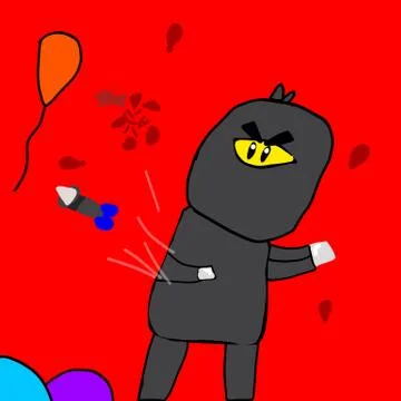 Ninjas train in throwing darts into balls Stock Illustration