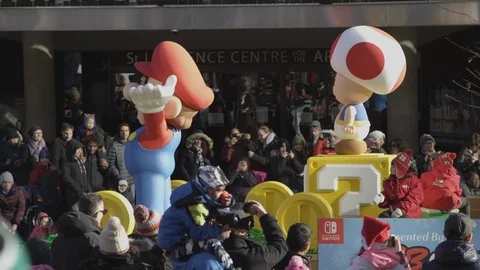 Nintendo Super Mario float Toronto Santa claus parade Stock Footage 120037150