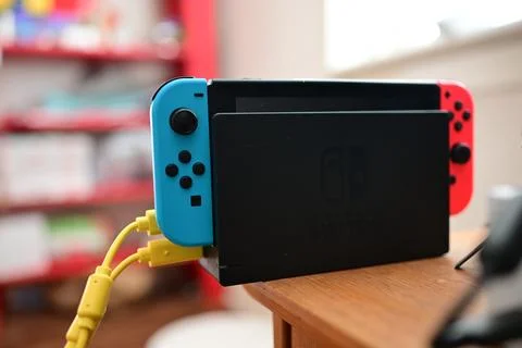 Nintendo Switch console. Stock Photos